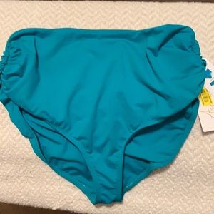 Anne Cole High Waist Shirred Swim Bottom - size L new with tags.